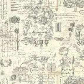 Beige Etchings Collage Cotton Wideback Fabric Per Yard