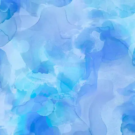 Blue Aura Watercolor Blender Wideback Cotton Fabric per yard
