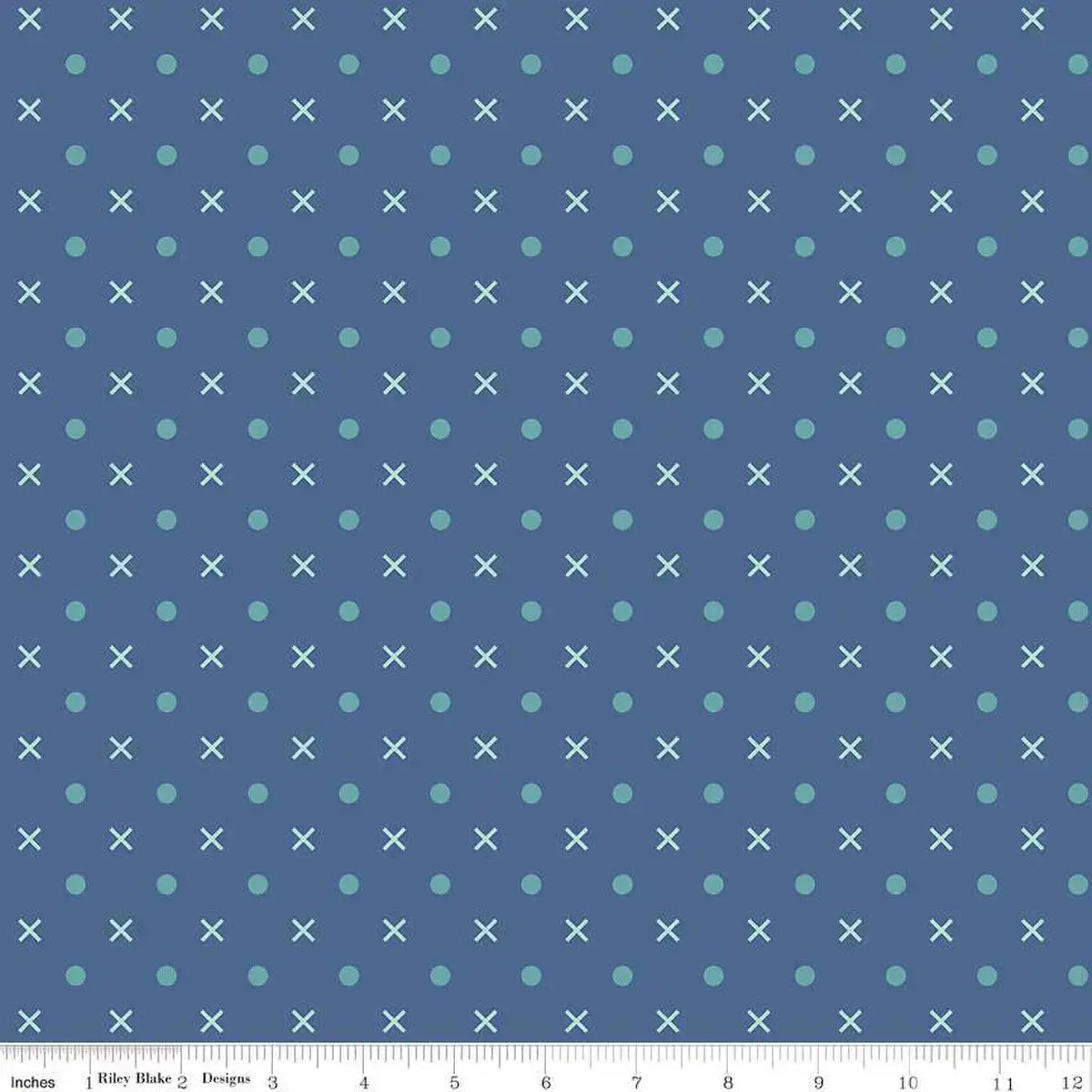 Blue Denim Bee Dots Wideback Fabric per yard