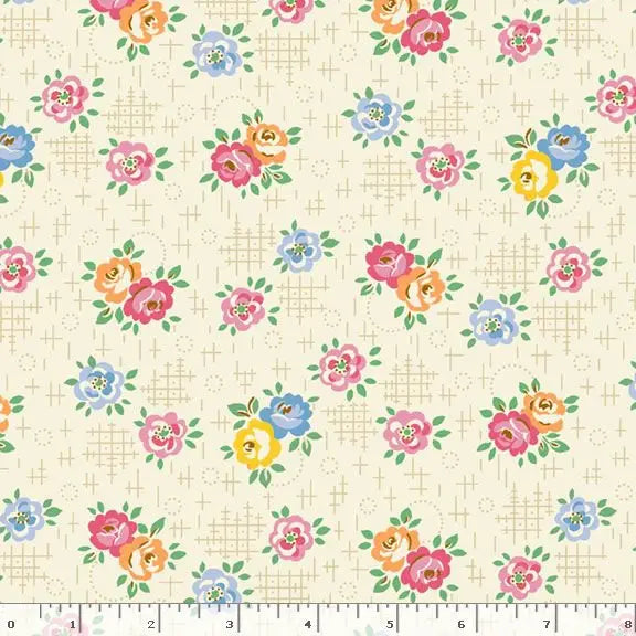 Cream Aunt Grace Calicos Cotton Wideback Fabric Per Yard