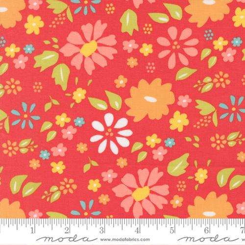Delightfully Yours Geranium Red Cotton Wideback Fabric Per Yard