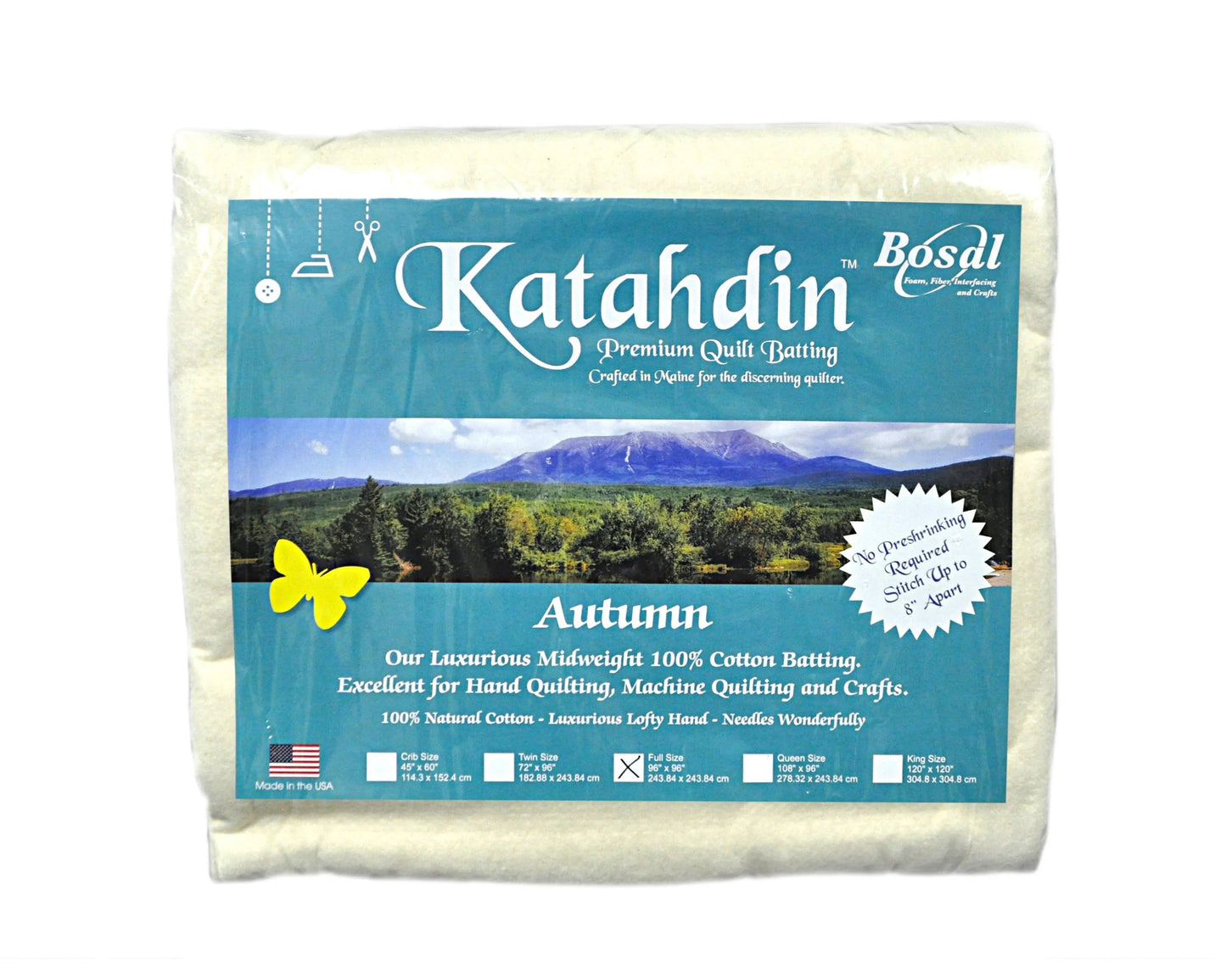 Katahdin Premium 100% Cotton Batting - Autumn 4oz - 90in x 96in