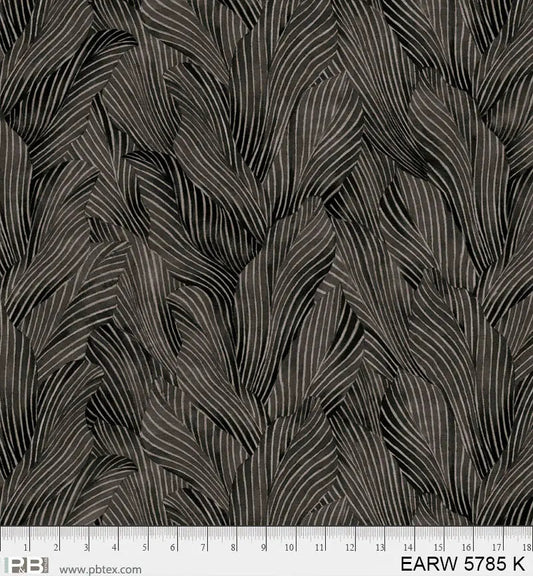 108" Earth Tones Black Leaf Cotton Wideback Fabric per yard