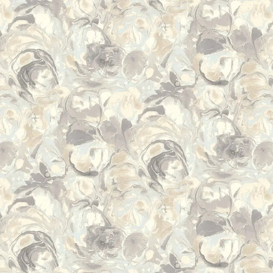 Beige Smokey Paint Swirls Cotton Wideback Fabric per yard
