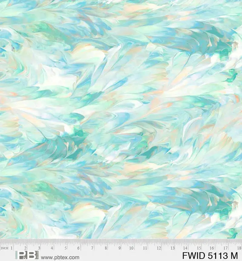 Blue Green Fluidity Cotton Wideback Fabric per yard