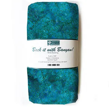 Blue Green Peacock Matera Cotton Batik Wideback Fabric - 3 yard bundle