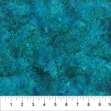 Blue Green Peacock Matera Cotton Batik Wideback Fabric - 3 yard bundle