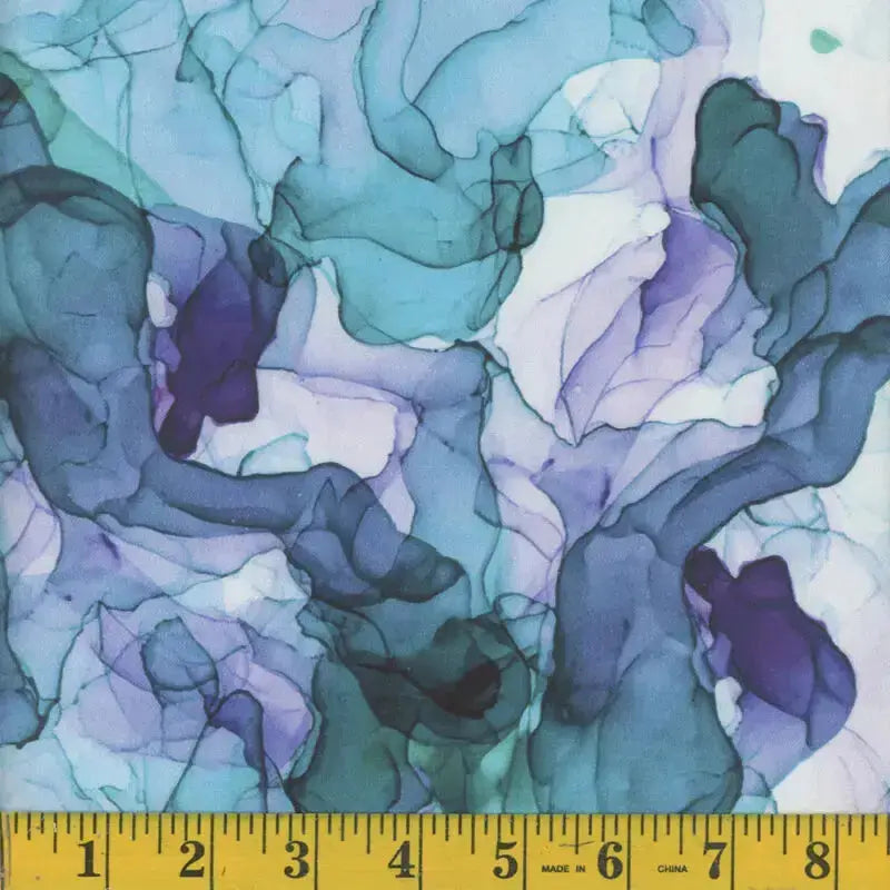 Blue Green Teal Lavender Cotton Wideback Fabric ( 1 1/4 yard pack )