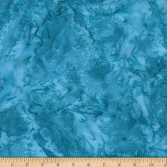 Blue Lake Watercolor Waves Batik Wideback Fabric per yard