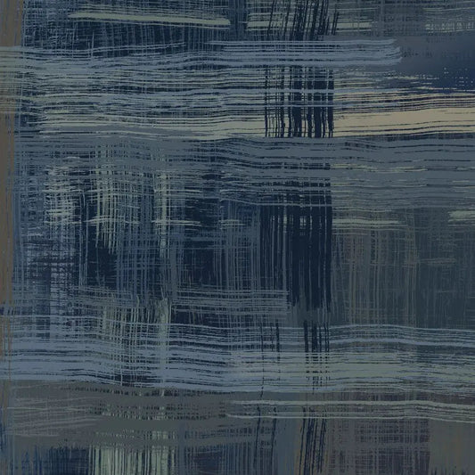 Blue Navy Tan Colorfield Cotton Wideback Fabric per yard