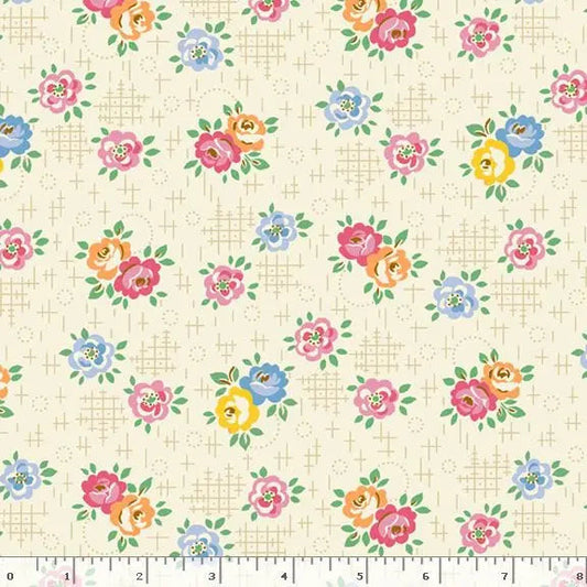 Cream Aunt Grace Calicos Cotton Wideback Fabric Per Yard