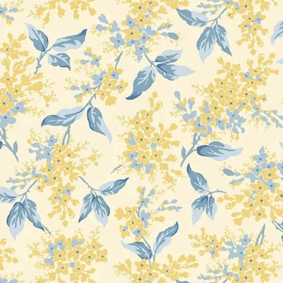 Cream Floral Branches Cotton Wideback Fabric per yard