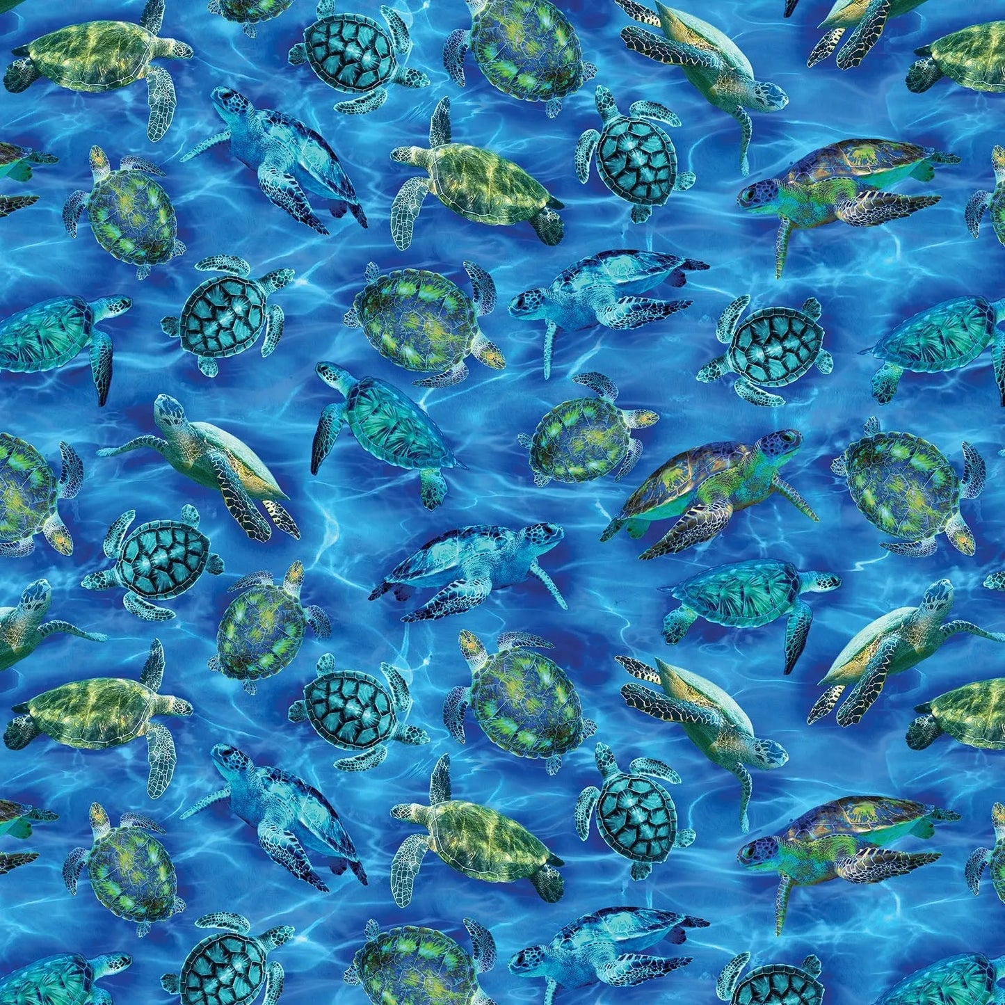 Blue Sea Turtle Haven Cotton Wideback Fabric per yard
