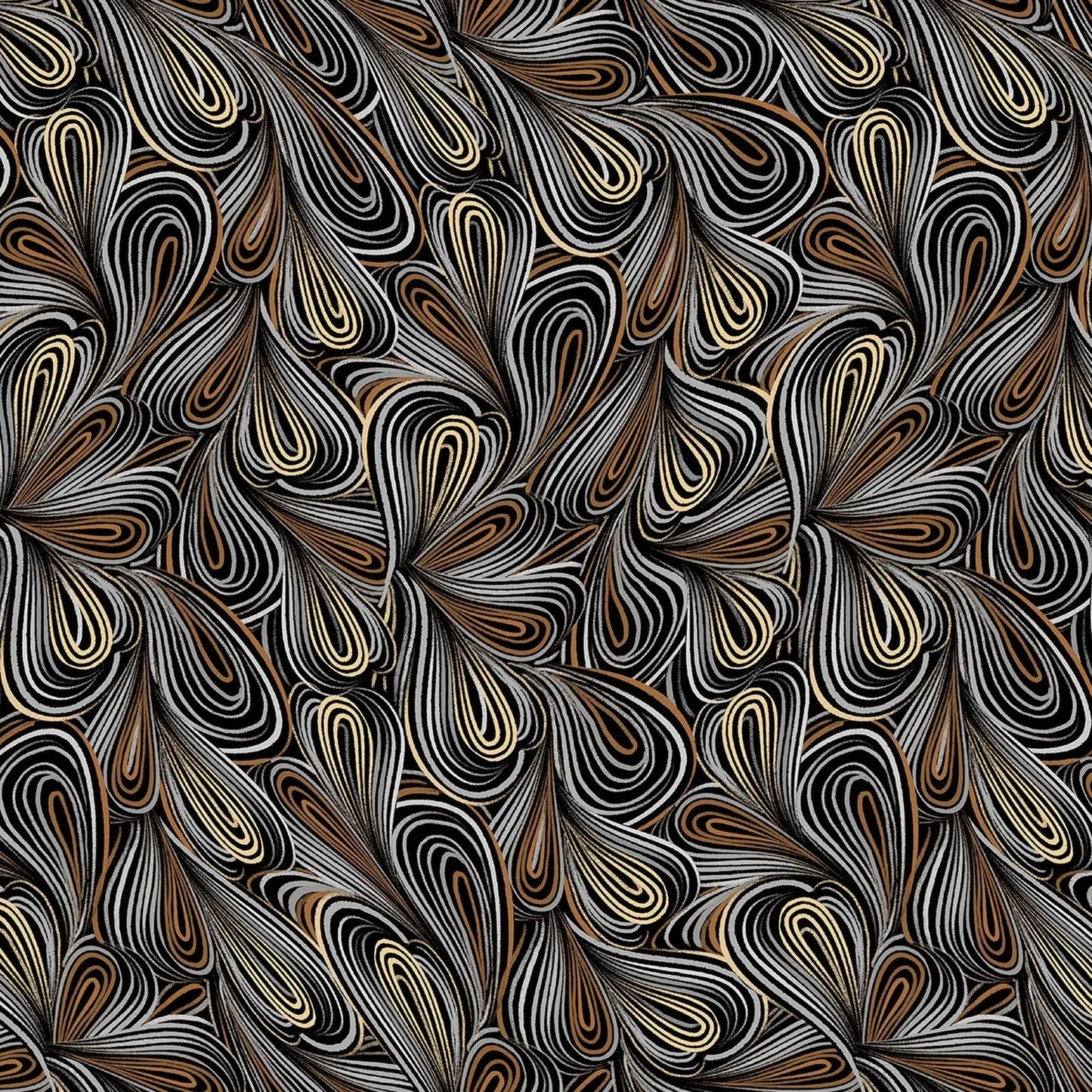 Brown Multi Color Flow Cotton Wideback Fabric per yard
