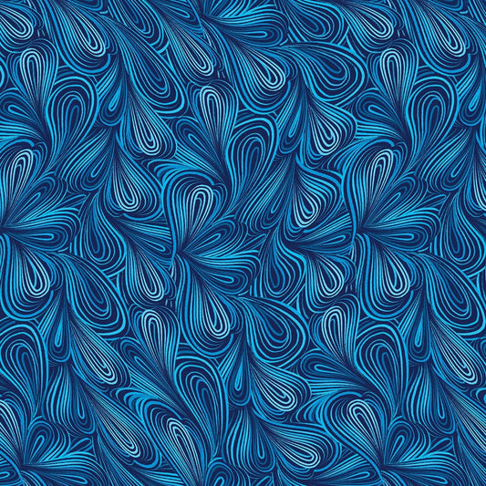 Blue Turquoise Color Flow Cotton Wideback Fabric Per Yard