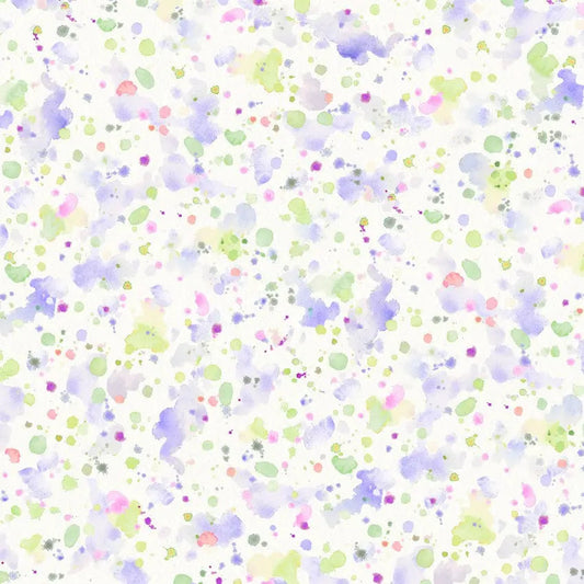 Purple Green Paint Splatter Cotton Wideback Fabric per yard