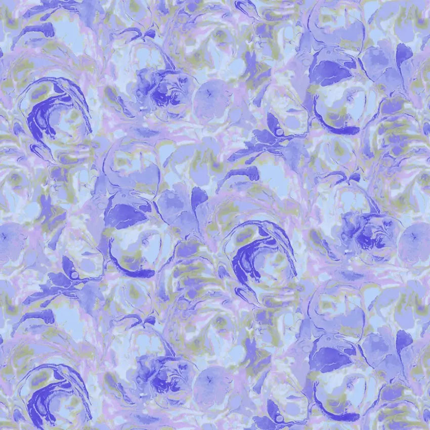 Purple Hydrangea Paint Swirls Cotton Wideback Fabric per yard