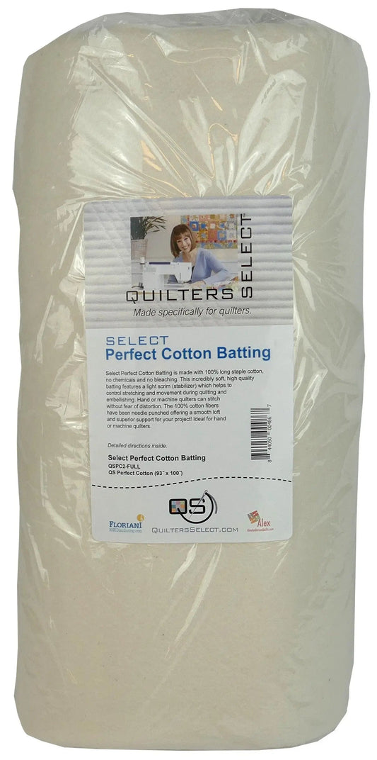 Quilters Select Perfect Cotton Batting 93" x 100" - Full  Cut