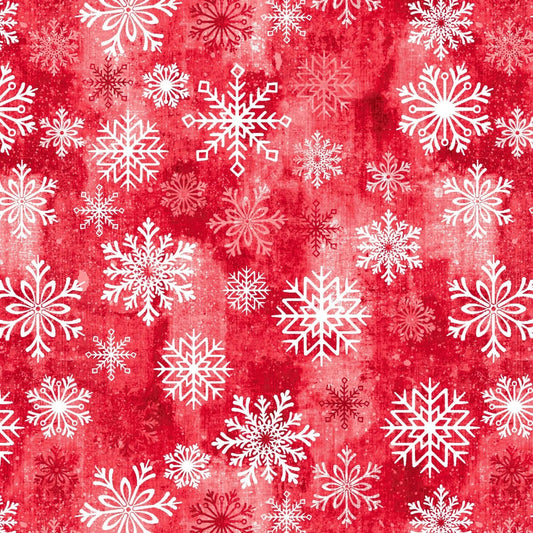 Red Candy Snowflake Toss Dot Cotton Wideback Fabric per yard