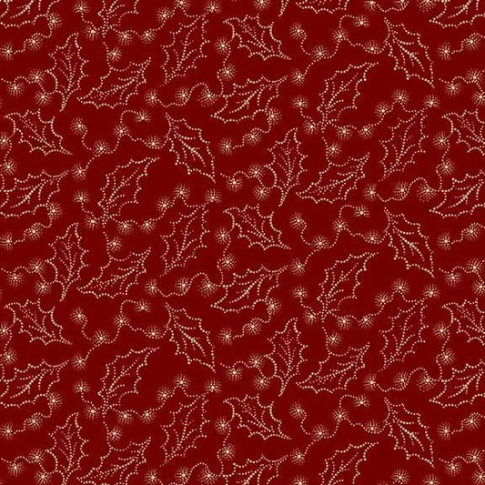 Red Holly Cozy Christmas Cotton Wideback Fabric per yard