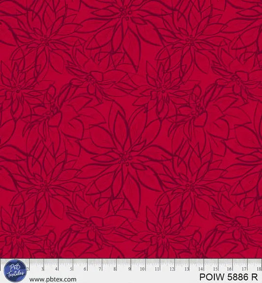 Red Poinsettia Cotton Wideback Fabric per yard