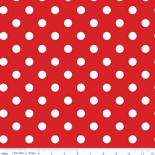 Simple Pleasures Polka Dots Red Cotton Wideback Fabric per yard