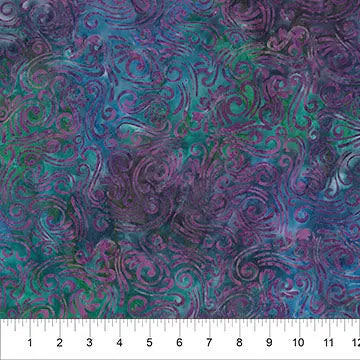 Swirls II Multi Purple Cotton Wideback Fabric per yard
